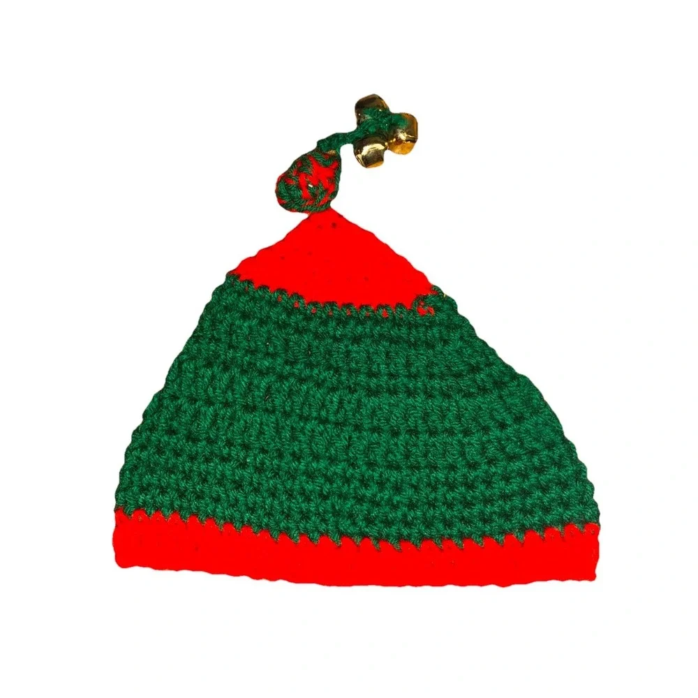 Beanie Hat Children Green Red Christmas‎ Jingle Kids Hat Handmade